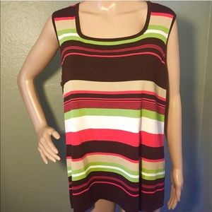 Style & Co. Multicolored Striped Tank Blouse Plus